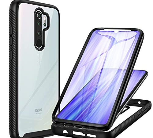 CENHUFO für Xiaomi Redmi Note 8 Pro Hülle, 360 Grad Schutzhülle Stoßfest Panzerhülle mit Eingebautem Displayschutz Robust Bumper Outdoor Full Cover Case Handyhülle für Xiaomi Redmi Note 8 Pro -Schwarz