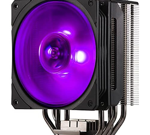 Cooler Master Hyper 212 RGB Black Edition CPU Kühler mit LGA1700 Halterung, 4 Direktkontakt-Heatpipes mit Lamellen, SF120R RGB-Lüfter, Prozessorlüfter mit optionaler Push-Pull-Lüfterkonfiguration