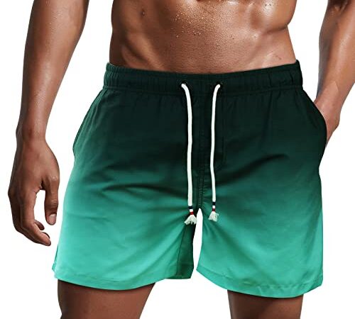 Danfiki Herren Badehose Schnelltrocknend Badeshorts Kurzen Strandhose Sporthose Schwimmhose mit Meshfutter