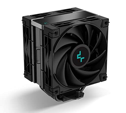 DeepCool AK400 ZERO DARK PLUS CPU-Lüfter, CPU-Kühler Luftkühler 220 W TDP 4 Heatpipes, je zwei 120-mm-PWM-Lüfter, 1650 U/min PWM 59,46 CFM, Schwarz