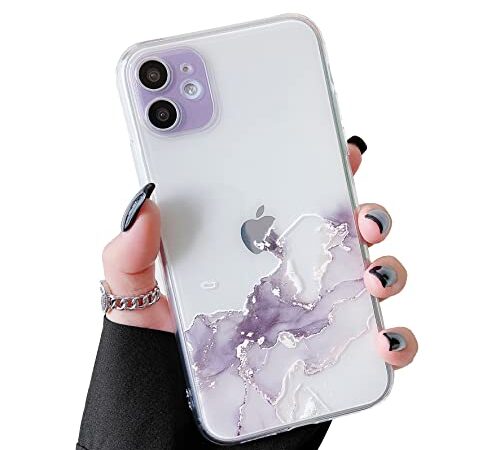 DEFBSC Hülle für iPhone 11, Marmor Textur Halbtransparente Hülle, Aquarell Marmor Muster Ultradünn Weiche TPU Stoßfeste Stoßfeste Rückseitige Hülle für iPhone 11 - Grau