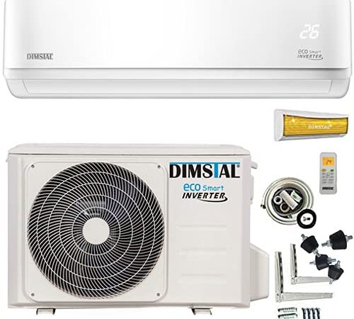 ECO Smart INVERTER WiFi/WLAN-Ready 3,5 kW 12000 BTU leise Split Klimaanlage Klimagerät Splitgerät mit Wärmepumpe mit Heizfunktion komplett Set inkl. 3m Kupferleitungen Montagematerial