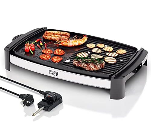 Elektrogrill Tischgrill elektrisch mit TÜV & GS 2200 Watt | 4 – 8 Personen BBQ Tisch Grill - Indoor XXL Teppanyaki Grill Platte | Grills tepaniaky Tischgrill Elektro Grillplatte elektrisch für Balkon