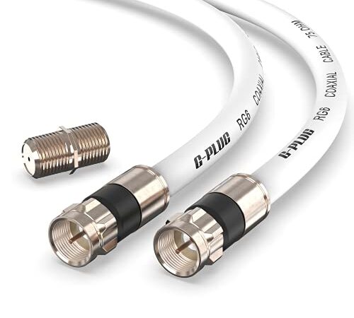 G-PLUG Antennenkabel 2m - TV Kabel – Verlängerung für Sat Kabel F Stecker Koaxialkabel geeignet für TV, HDTV, Radio, DVB-T, DVB-C, DVB-S, DVB-S2 / Full HD –Doppelgummi und RG6 Pressverbinder