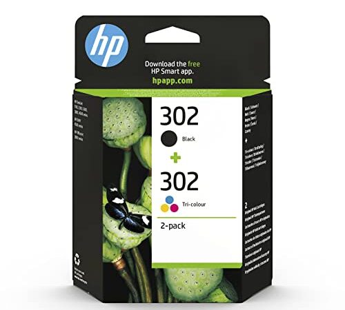 HP 302 (X4D37AE) Multipack Original Druckerpatronen für HP DeskJet 1110, 213x, 363x, HP ENVY 452x, HP OfficeJet 383x, 465x, 52x , 1xSchwarz, 1x Farbe ,2 Stück (1er Pack)