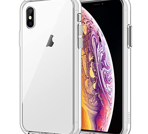 JETech Hülle für iPhone XS/X, Nie Vergilbung Handyhülle Case Cover Schutzhülle mit Anti-kratzt Transparente durchsichtig und Rückseite (Durchsichtig)