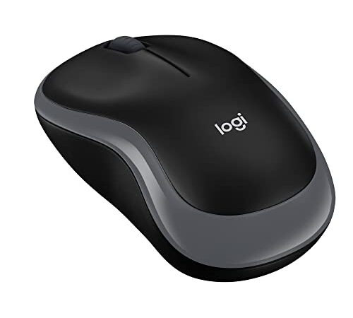 Logitech M185 Kabellose Maus, 2,4 GHz mit USB-Nano-Empfänger, 12 Monate Batterielaufzeit, 1000 DPI Optical Tracking, Für Links- und Rechtshänder, Kompatibel mit PC, Mac, Laptop - Grau ,( 1 er Pack)