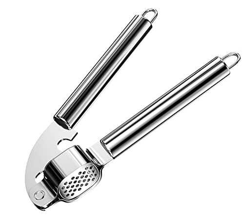 Newaner Knoblauchpress, Knoblauchschneider aus rostfreiem Edelstahl, 20cm Garlic Press, Praktische Küchenhelfer, Spülmaschinenfest Bequem und leicht zu Reinigen, Stark und Robust.