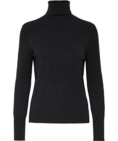 ONLY Damen ONLVENICE L/S Rollneck Pullover KNT NOOS Rollkragenpullover, Schwarz (Black Black), Medium (Herstellergröße: M)