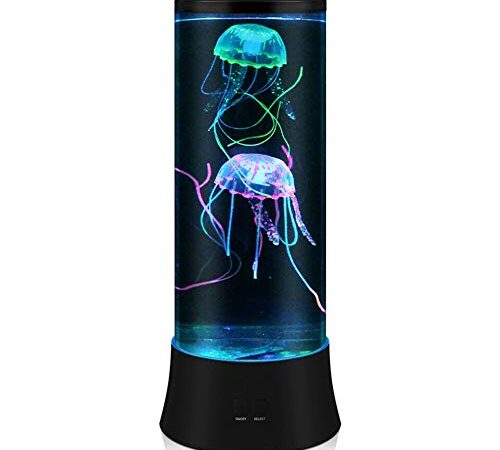 POYO LED Fantasy Quallen Lavalampe – Runde echte Quallen Aquarium Lampe – 7 Farben Einstellung Quallen Aquarium Stimmungslicht Dekoration für Zuhause Büro Dekoration Tolle Geschenke für Kinder