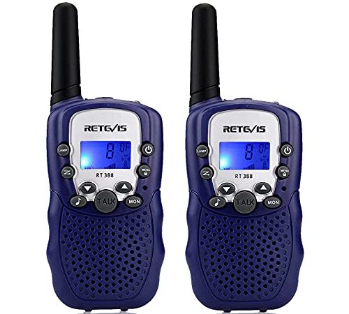 Retevis RT388 Walkie Talkie Kinder,Funkgeräte Kinder Langstrecken Taschenlampe,Spielzeug ab 4-12 Jahre,Geschenke Junge Mädchenfür Familienspiel, Radtouren, Ausflug(1 Paar,Dunkelblau)