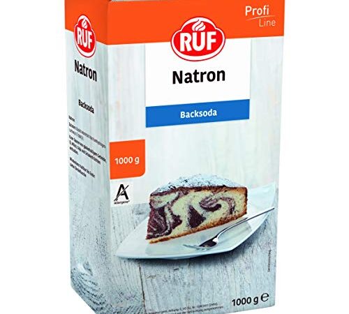 RUF Natron, der Alleskönner Backsoda als Triebmittel für Backwaren, zum Binden von Säure, zum Entkalken und zur Verwendung im Haushalt und Bad, Großpackung, 1x1000g