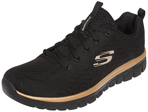 Skechers Damen Graceful Get Connected Sneaker,Schwarz Rose Gold, 41 EU