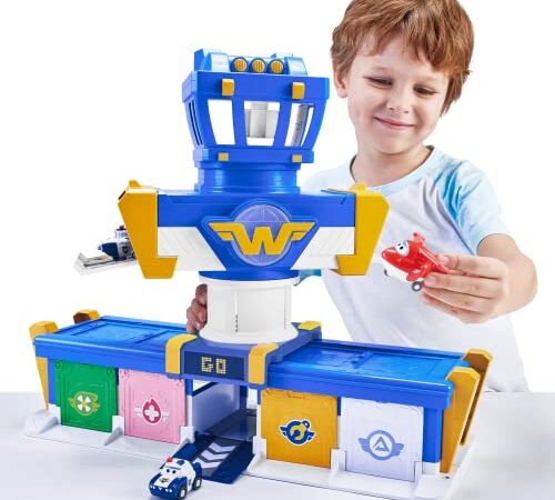 Super Wings Abenteuer Missions Team Flughafen Abenteuer Spielset mit Jett-Figur, Licht-und Soundeffekte, Spielzeug für Kinder ab 3 Jahren, Multi Color