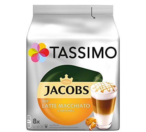 Tassimo Kapseln Jacobs Typ Latte Macchiato Caramel, 40 Kaffeekapseln, 5er Pack, 5 x 8 Getränke