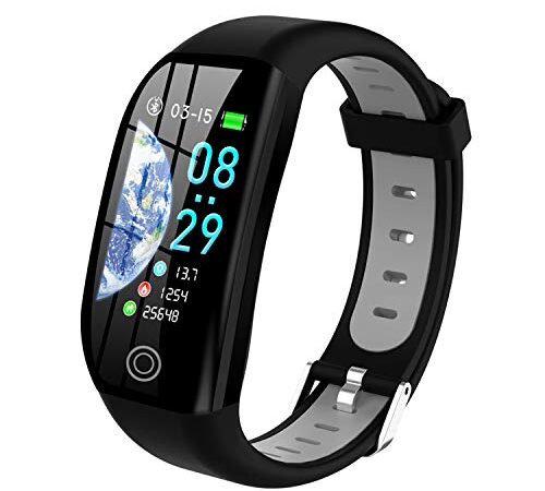 Tipmant Fitness Armband mit Pulsmesser Blutdruckmessung Smartwatch Fitness Tracker Wasserdicht IP68 Fitness Uhr Schrittzähler Pulsuhr Sportuhr für Damen Herren Kinder Schwarz