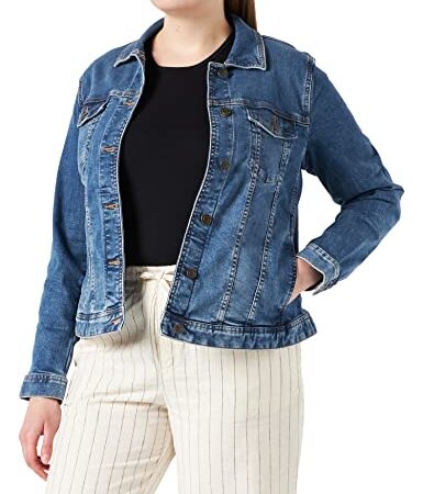 TOM TAILOR Damen Plussize Jeansjacke im Washed-Look 1016629, 10110 - Blue Denim, 46 Große Größen