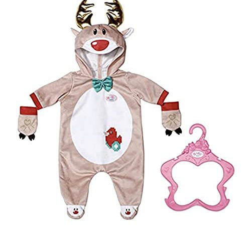 Zapf Creation 831700 BABY born Rentier Onesie 43 cm - Puppenkleidung Einteiler mit Rentiergeweih und Handschuhen