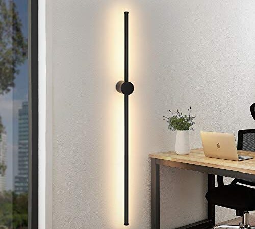 ZMH LED Wandleuchte Schwarz 100CM Lang Innen Wandlampe Wohnzimmer Schwenkbar Minimalistische Nachtlampe Warmweiß 3000K Bettlampe 8W für Schlafzimmer Wohnzimmer Flur Arbeitszimmer Treppenhaus