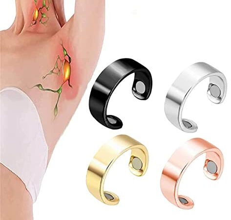 4 Stück Lymphdrainage Magnetring Magnet Ringe Öffnung Verstellbar,Magnetischer Ring zum Abnehmen für Männer und Frauen,Blutzuckerkontrollring,Magnettherapiering,Magnetfeldtherapiering