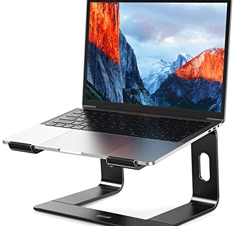 Besign LS03S Laptop ständer aus Aluminium, Ergonomischer Notebook-Ständer, Laptop ständer kompatibel mit MacBook air pro, Dell, HP, Lenovo und Anderen 10-15,6" Laptops, Metall Schwarz