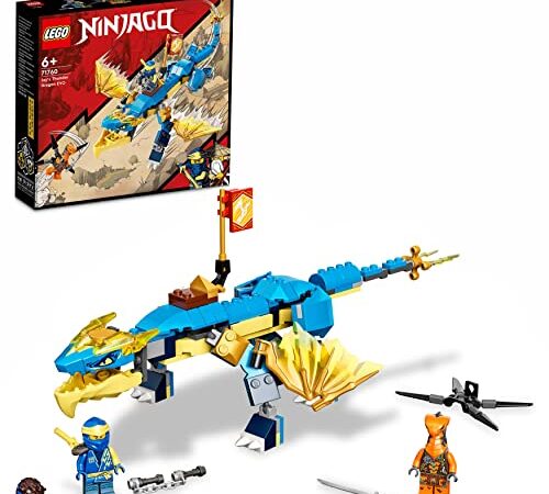 LEGO 71760 NINJAGO Jays Donnerdrache EVO, Drachen Spielzeug für Kinder ab 6 Jahren mit Drachenfigur und Schlangen, Blitzdrache