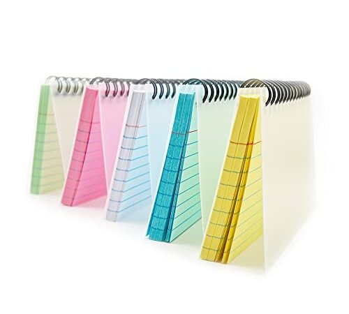 5er Pack bunte karteikarten spiral notizblöcke vokabelkarten für büro schule studium must haves Transparente Abdeckung flashcards 5 farben 12,5*8 cm