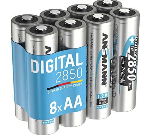 ANSMANN 8X NiMH Akkus AA Mignon 2850 mAh Digital im 8er Spar-Bundle/Schnellladefähige, wiederaufladbare Batterien Zellen für Langen, zuverlässigen Einsatz in Taschenlampe, Fernbedienung, Kamera