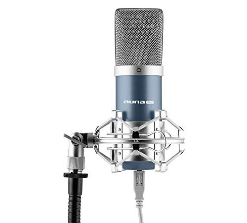 Auna Pro MIC-900B, USB Kondensator-Mikrofon, Gaming-Mikrofon, Standmikrofon für Gesangs- und Sprachaufnahmen, PC & Studio, USB Mikrofon Mikro, 16 mm Kapsel, 320Hz - 18KHz, blau