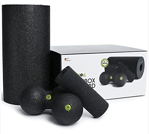 BLACKROLL® BLACKBOX Faszienrolle Set für die Selbstmassage: Set mit Faszienrollen STANDARD und MINI sowie mit Faszienball BALL 08 und DUOBALL 08. Faszien-Set für effektives Training, Made in Germany