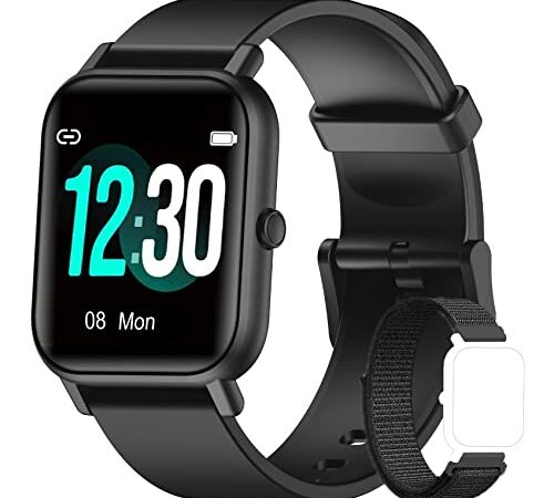 Blackview Smartwatch R3 Herren Damen Fitnessuhr,1,3 Zoll Smart Watch, Armbanduhr mit Pulsmesser Schlafmonitor Musiksteuerung SpO2,Schrittzähler Uhr Sportuhr, Aktivitätstracker für Android iOS,Schwarz