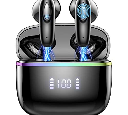 Bluetooth Kopfhörer In Ear Kopfhörer Kabellos Bluetooth 5.3 mit 40Std Hi-Fi Stereo, 4 ENC Mikrofon In-Ear Ohrhörer, IP7 Wasserdicht, Touch Control, LED Anzeige, Komfort Fit, USB-C Mini Wireless Earbud