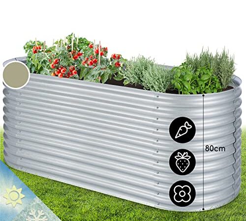 blumfeldt Hochbeet, Großes Hochbeet aus Metall, Schmales Hochbeet zum Selber Bauen, Wetterfestes Hochbeet für Garten &Terrasse, Rostfreies Gartenbeet Outdoor, Schneckenschutz Hochbeet, 1257 Liter