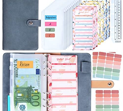 Budget Planner Budget Binder - ANYUKE Budget Planer Cash Stuffing, Bugetplaner mit Folien, Ringbuch A6 Binder Money Organizer, Geldplaner Finanzbuch für Budgeting Sparchallenge Sinking Funds