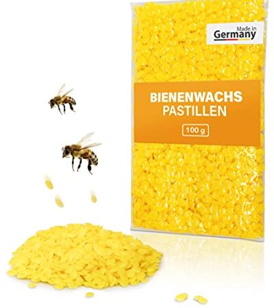 dakamilech reines Bienenwachs - Wachspastillen - Pastillen aus 100% Bienenwachs - Herstellung von Naturkosmetik - Naturwachs für Kerzen 100 g