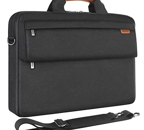 DOMISO 17 Zoll Wasserdicht Laptop Tasche Aktentasche Schultertasche Notebooktasche Umhängetasche Business für 17-17.3" Notebook/Dell/Lenovo/Acer/HP/MSI/ASUS, Schwarz