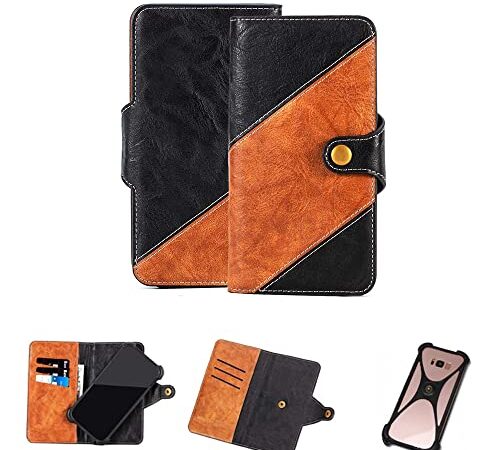 K-S-Trade Schutz Hülle Für Nokia 7.2 Handyhülle Schutzhülle Bookstyle Case Wallet-Case Kompatibel Mit Nokia 7.2 Handy Cover Bumper Klapphülle Schwarz Hellbraun 1x