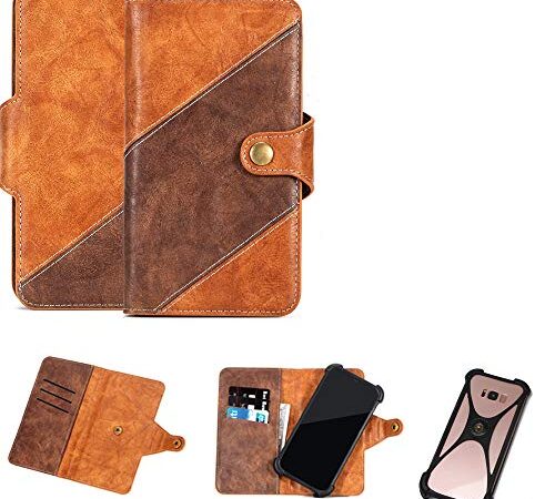 K-S-Trade Schutz Hülle Für Xiaomi Pocophone F1 Handy-Hülle Schutz-Hülle Bookstyle Case Wallet-Case Kompatibel Mit Xiaomi Pocophone F1 Handy Cover Bumper Kantenschutz Smartphone Dunkelbraun Braun