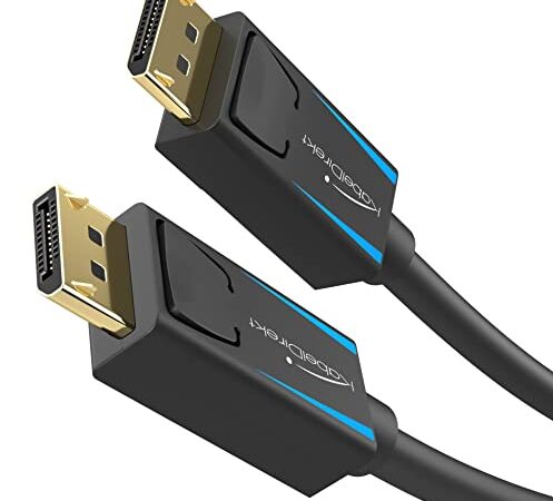 KabelDirekt – DisplayPort Kabel, DP 1.4 – 1 m – DP Kabel mit lückenloser Schirmung für Gaming PCs/Gaming Laptops, hochauflösende 4K / 8K Monitore und ultraschnelle 144Hz, 165Hz oder 240Hz Displays