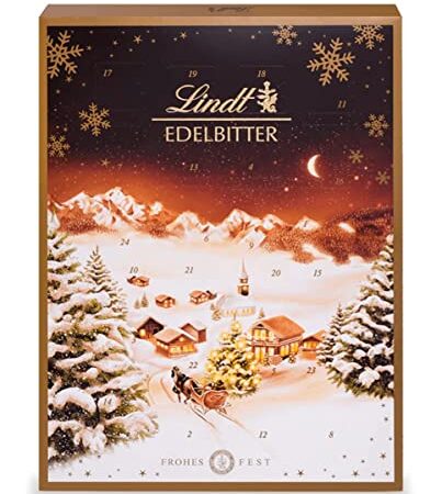 Lindt Schokolade Edelbitter Adventskalender 2022 | 250 g | Edelbitterschokolade für die Weihnachtszeit | Schokoladen-Geschenk