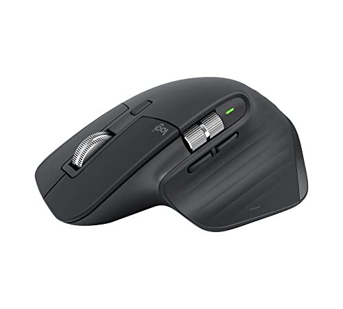 Logitech MX Master 3S - Kabellose Performance-Maus mit ultraschnellem Scrollen, Ergo, 8K DPI, Glas-Tracking, Leise Klicks, USB-C, Bluetooth, Windows, Linux, Chrome - Dunkelgrau