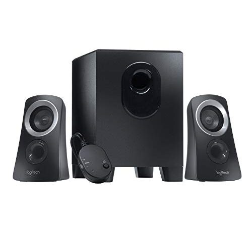 Logitech Z313 2.1 Lautsprecher-System mit Subwoofer, 50 Watt Spitzenleistung, 3.5 mm Eingang, Kopfhörerbuchse, Bedienelemente am Steuergerät, EU Stecker, PC/TV/Tablet/Handy - Schwarz