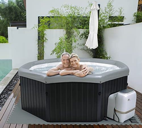 Miweba MSpa aufblasbarer Whirlpool 2022 Frame Tuscany F-TU061 für 6 Personen - Holz-Optik - inkl. Ozongenerator & UV-C Wasserreinigung - 138 Luftdüsen