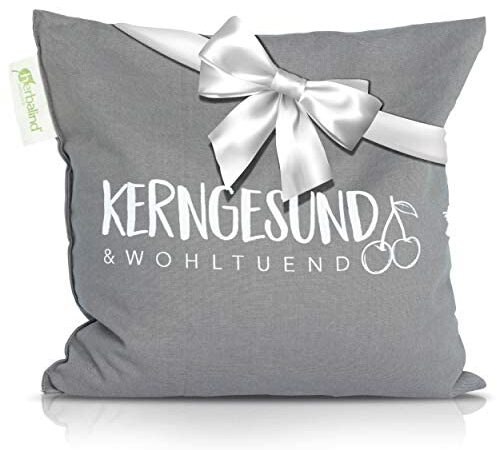 NEU - HERBALIND Kirschkernkissen Kirschkern-Füllung - Wärmekissen Kerngesund in grau - Bezug aus 100% Baumwolle - Größe 24 x 25 cm