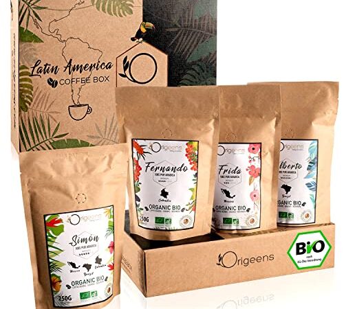 ORIGEENS Bio Kaffeebohnen Probierset 1kg | Premium Bio Arabica Kaffee Ganze Bohnen Set 4x250g | Traditionelle Röstung | Kaffee Geschenkset