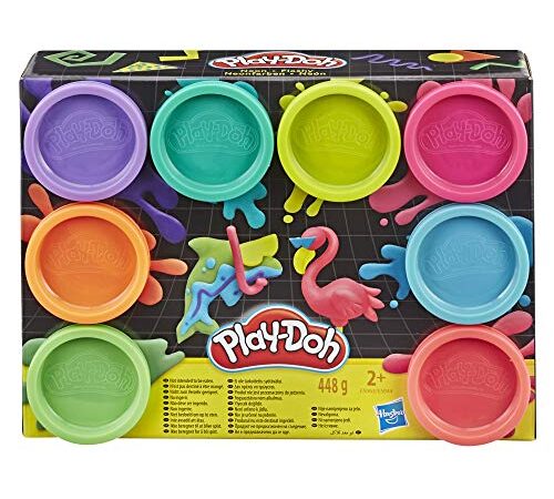 PlayDoh E5063 0 8erPack mit Spielknete in 8 Neonfarben, Knete für fantasievolles und kreatives Spielen