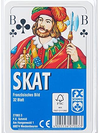 Ravensburger Spielkarten 27003 - Klassisches Skatspiel, Französisches Bild, 32 Karten in Klarsicht-Box