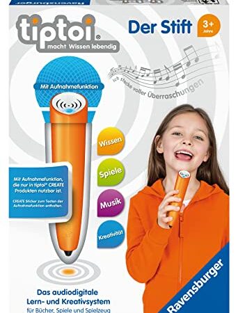 Ravensburger tiptoi Stift 00801 - Das audiodigitale Lern- und Kreativsystem, Lernspielzeug für Kinder ab 3 Jahren - Der Stift mit Aufnahmefunktion