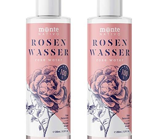 Rosenwasser Monte Nativo 2x200ml (400ml) | zur Gesichtsreinigung und Gesichtspflege | Gesichtswasser | Gesichtstoner | Rose Water | Anti Pickel | Hautpflege | Face cleanser | Geschenk für Frauen