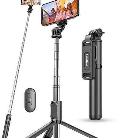 Selfie Stick Stativ, Erweiterbar 4 in 1 Selfie Stange & Handy Stativ mit Kabelloser Fernbedienung, Mini Selfiestick für iPhone 13/12/11 Pro/XS Max/XS/8, Samsung Smartphones